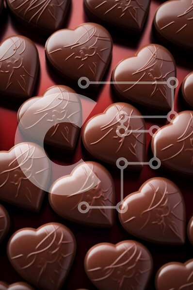 Σετ των 2 Intra Συλλεκτικό Ξύλινο Παζλ Plywood  4mm - Ομάδα καραμέλες σε σχήμα καρδιάς σοκολάτας σε κόκκινο φόντο Σε Ξύλινο Κουτί - Διαστάσεις: 10x10 cm – 25 κομμάτια