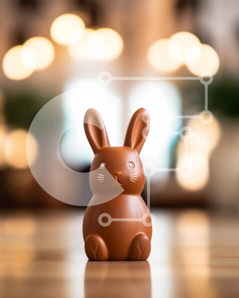 Intra Συλλεκτικό Ξύλινο Παζλ Plywood  4mm - Ειδώλιο λαγουδάκι του Πάσχα στο τραπέζι Σε Ξύλινο Κουτί - Διαστάσεις Puzzle: 10x10 cm – 25 κομμάτια