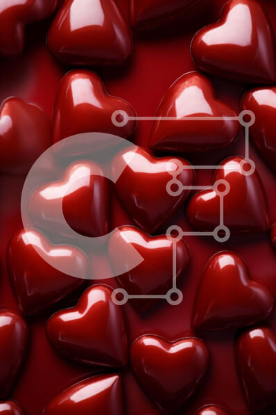 Intra Συλλεκτικό Ξύλινο Παζλ Plywood  4mm - Πλαστικά ειδώλια σε σχήμα καρδιάς σε κόκκινο φόντο Σε Ξύλινο Κουτί - Διαστάσεις Puzzle: 10x10 cm – 25 κομμάτια