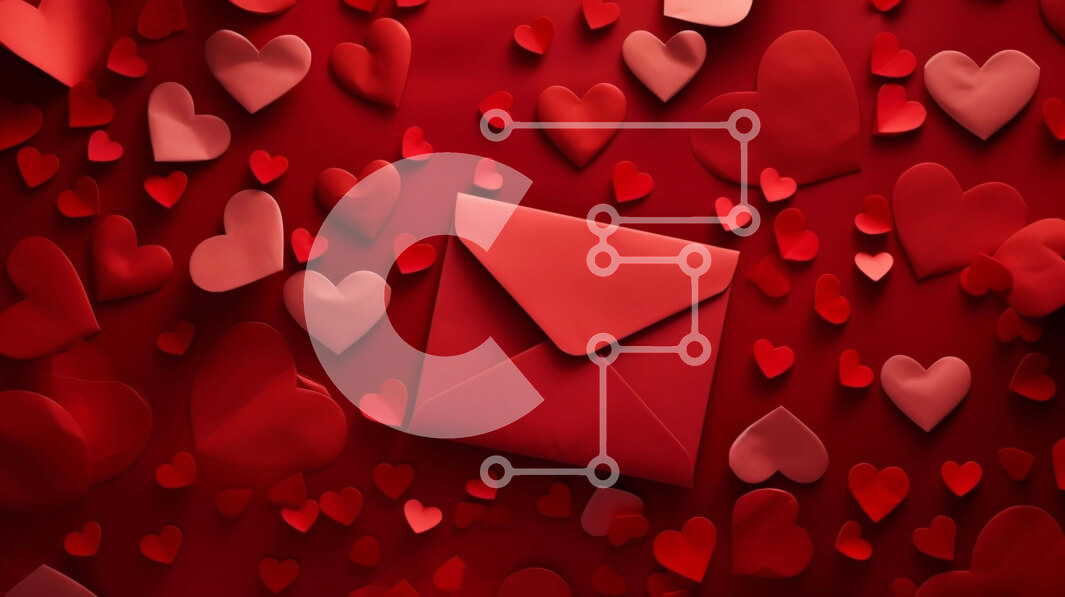 Intra Συλλεκτικό Ξύλινο Παζλ Plywood  4mm - Ρομαντικές καρδιές και φάκελος σε κόκκινο φόντο Σε Ξύλινο Κουτί - Διαστάσεις Puzzle: 10x10 cm – 25 κομμάτια