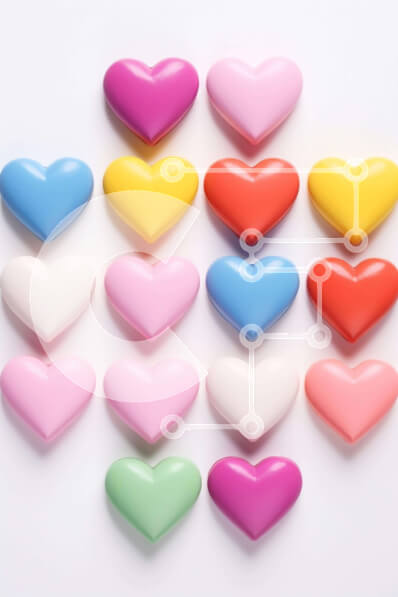 Intra Συλλεκτικό Ξύλινο Παζλ Plywood  4mm - Πολύχρωμες καραμέλες σε σχήμα καρδιάς σε λευκό φόντο Σε Ξύλινο Κουτί - Διαστάσεις Puzzle: 10x10 cm – 25 κομμάτια