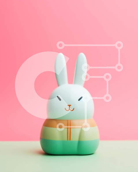 Σετ των 2 Intra Συλλεκτικό Ξύλινο Παζλ Plywood  4mm - Μικρό λευκό λαγουδάκι σε πολύχρωμο φόντο Σε Ξύλινο Κουτί - Διαστάσεις: 10x10 cm – 25 κομμάτια