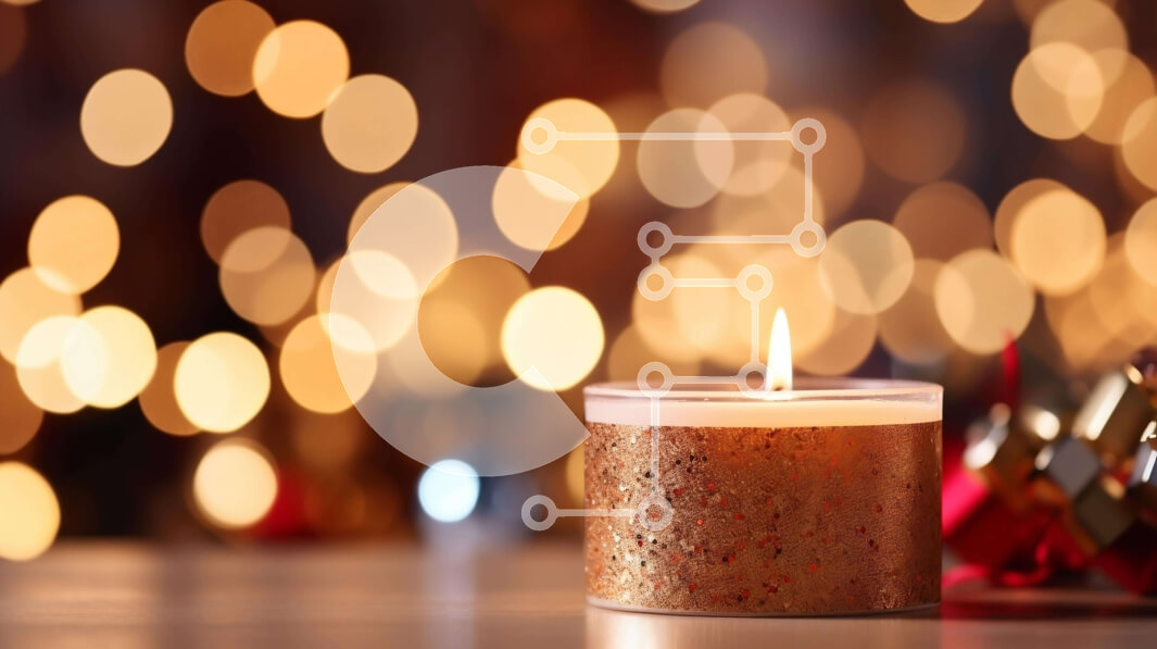 Intra Συλλεκτικό Ξύλινο Παζλ Plywood  4mm - Αναμμένο κερί με γιορτινά διακοσμητικά Σε Ξύλινο Κουτί - Διαστάσεις: 10x10 cm – 25 κομμάτια