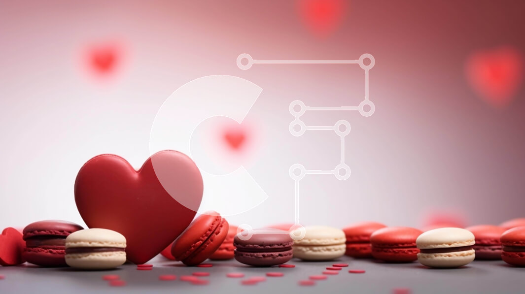 Σετ των 2 Intra Συλλεκτικό Ξύλινο Παζλ Plywood  4mm - Μακαρόν σε σχήμα καρδιάς που περιβάλλεται από κόκκινα και λευκά αμυγδαλωτά Σε Ξύλινο Κουτί - Διαστάσεις: 10x10 cm – 25 κομμάτια