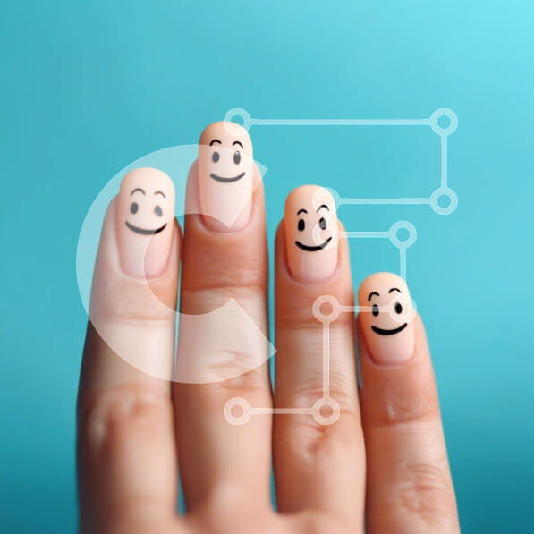 Σετ των 2 Intra Συλλεκτικό Ξύλινο Παζλ Plywood  4mm - Χέρια με Smiley Face Nail Art Σε Ξύλινο Κουτί - Διαστάσεις: 10x10 cm – 25 κομμάτια