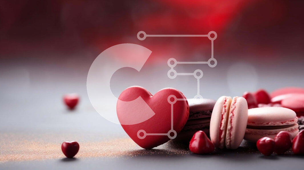 Σετ των 2 Intra Συλλεκτικό Ξύλινο Παζλ Plywood  4mm - Κόκκινο μακαρόν σε σχήμα καρδιάς και άλλα αμυγδαλωτά σε ένα τραπέζι Σε Ξύλινο Κουτί - Διαστάσεις: 10x10 cm – 25 κομμάτια