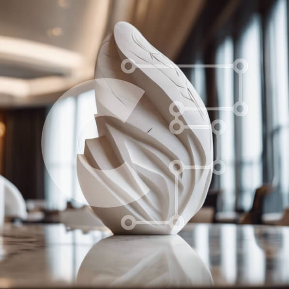 Intra Συλλεκτικό Ξύλινο Παζλ Plywood  4mm - Λευκό γλυπτό στο τραπέζι με μεγάλα παράθυρα Σε Ξύλινο Κουτί - Διαστάσεις Puzzle: 10x10 cm – 25 κομμάτια