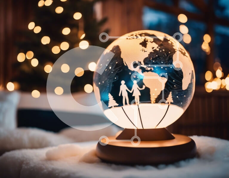 Intra Συλλεκτικό Ξύλινο Παζλ Plywood  4mm - Στολίδι οικογενειακής σφαίρας στο χριστουγεννιάτικο δέντρο Σε Ξύλινο Κουτί - Διαστάσεις: 10x10 cm – 25 κομμάτια