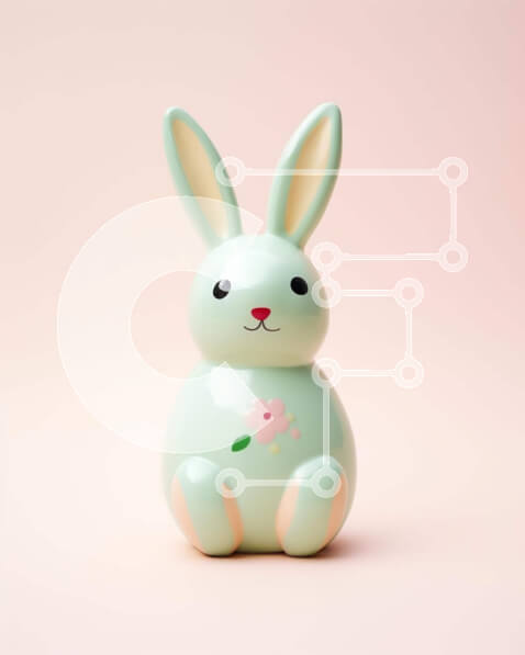 Intra Συλλεκτικό Ξύλινο Παζλ Plywood  4mm - Μικρό πράσινο ειδώλιο λαγουδάκι σε υπόλευκο φόντο Σε Ξύλινο Κουτί - Διαστάσεις: 10x10 cm – 25 κομμάτια