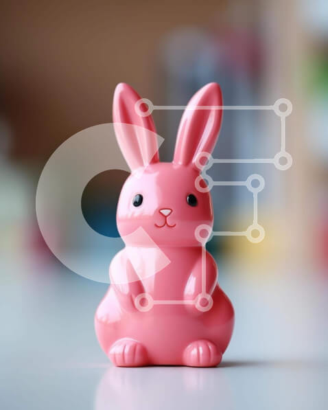 Intra Συλλεκτικό Ξύλινο Παζλ Plywood  4mm - Ροζ λαγουδάκι στο τραπέζι Σε Ξύλινο Κουτί - Διαστάσεις: 10x10 cm – 25 κομμάτια