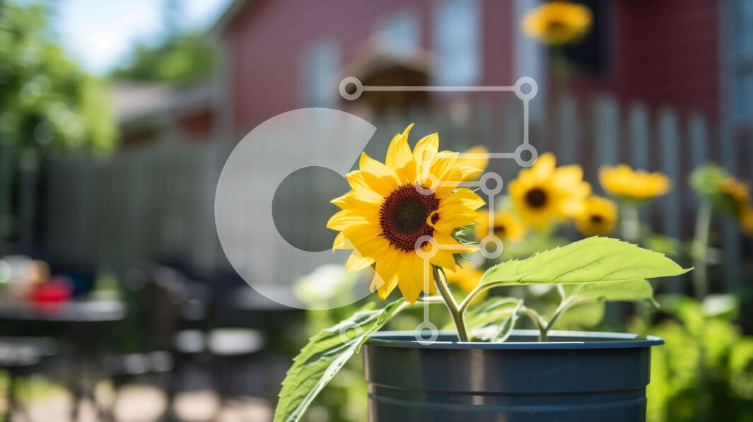 Intra Συλλεκτικό Ξύλινο Παζλ Plywood  4mm - Ηλίανθος σε γλάστρα σε υπαίθριο χώρο Σε Ξύλινο Κουτί - Διαστάσεις: 10x10 cm – 25 κομμάτια