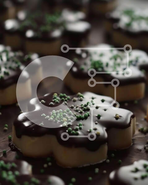 Σετ των 2 Intra Συλλεκτικό Ξύλινο Παζλ Plywood  4mm - Μπισκότα με φύλλα τριφυλλιού για την ημέρα του Αγίου Πατρικίου Σε Ξύλινο Κουτί - Διαστάσεις: 10x10 cm – 25 κομμάτια