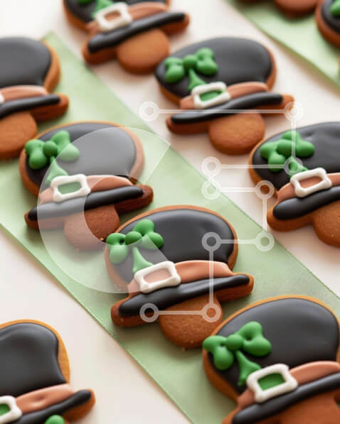 Intra Συλλεκτικό Ξύλινο Παζλ Plywood  4mm - Μπισκότα του Αγίου Πατρικίου με καπέλα και τριφύλλια Σε Ξύλινο Κουτί - Διαστάσεις: 10x10 cm – 25 κομμάτια