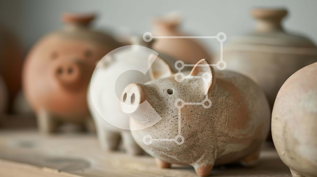 Intra Συλλεκτικό Ξύλινο Παζλ Plywood  4mm - Ομάδα κεραμικών ειδωλίων χοίρου στο ράφι Σε Ξύλινο Κουτί - Διαστάσεις: 10x10 cm – 25 κομμάτια