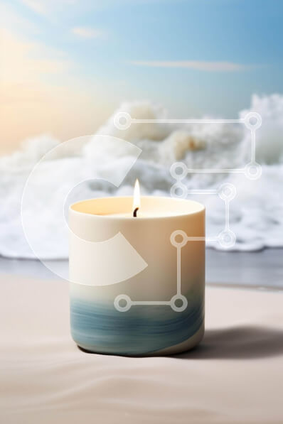 Intra Συλλεκτικό Ξύλινο Παζλ Plywood  4mm - Κερί στην παραλία με τα κύματα στο φόντο Σε Ξύλινο Κουτί - Διαστάσεις Puzzle: 10x10 cm – 25 κομμάτια