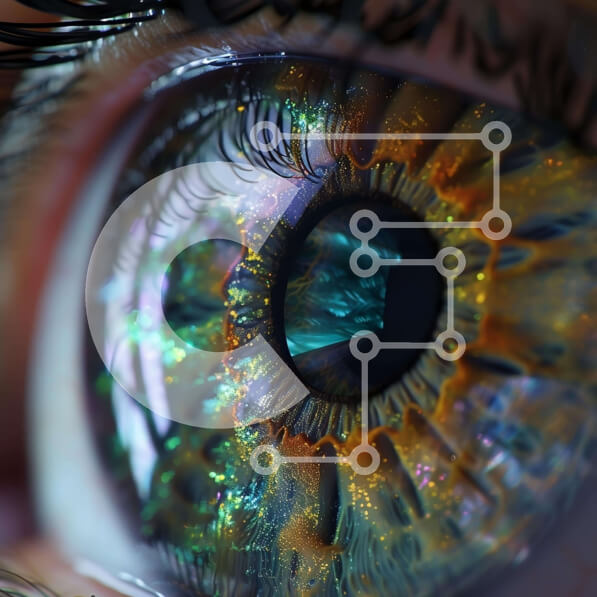 Σετ των 2 Intra Συλλεκτικό Ξύλινο Παζλ Plywood  4mm - Μάτι με έντονα χρώματα με πολύχρωμες ίριδες Σε Ξύλινο Κουτί - Διαστάσεις: 10x10 cm – 25 κομμάτια