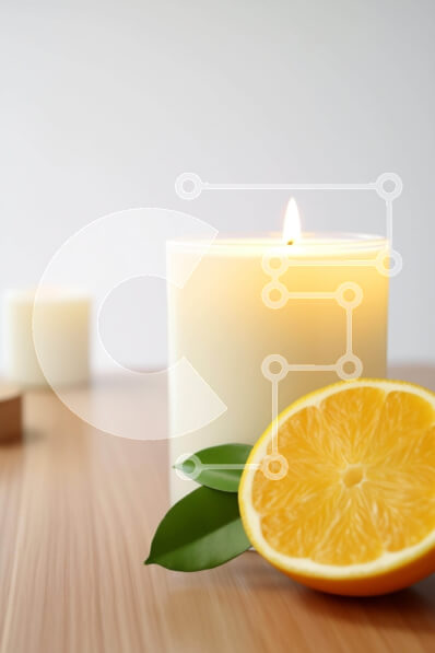 Intra Συλλεκτικό Ξύλινο Παζλ Plywood  4mm - Νεκρή φύση με κερί, πορτοκάλι και ξύλινα κουτάλια Σε Ξύλινο Κουτί - Διαστάσεις: 10x10 cm – 25 κομμάτια