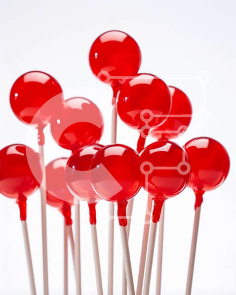 Σετ των 2 Intra Συλλεκτικό Ξύλινο Παζλ Plywood  4mm - Ομάδα κόκκινα γλειφιτζούρια σε ξύλινα ραβδιά Σε Ξύλινο Κουτί - Διαστάσεις: 10x10 cm – 25 κομμάτια