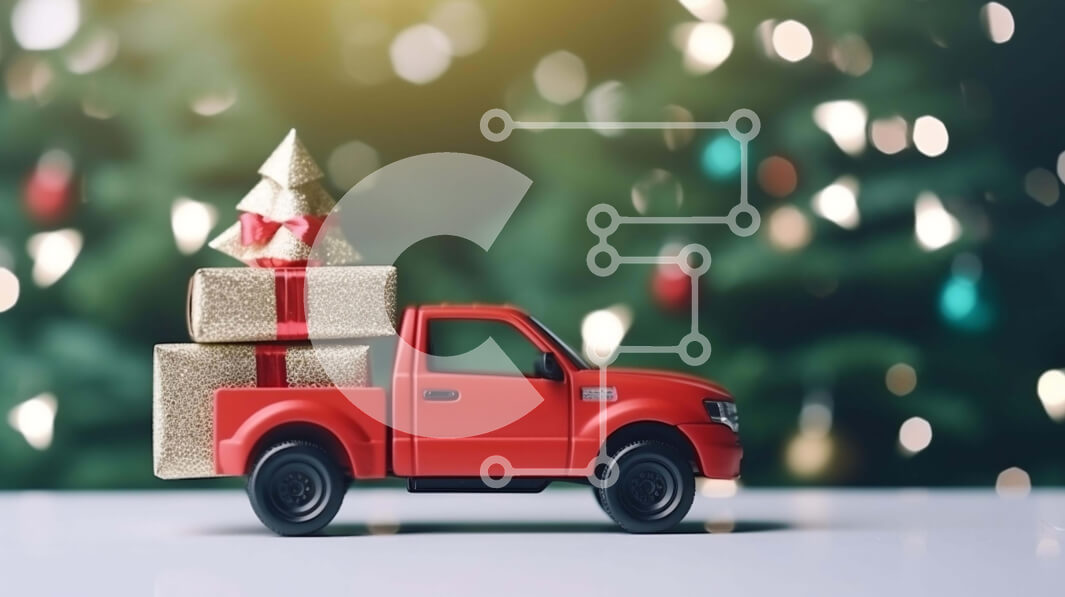 Intra Συλλεκτικό Ξύλινο Παζλ Plywood  4mm - Χριστουγεννιάτικο παιχνίδι φορτηγό με δώρα και τεχνητό δέντρο Σε Ξύλινο Κουτί - Διαστάσεις: 10x10 cm – 25 κομμάτια