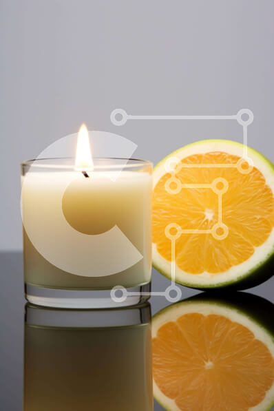 Σετ των 2 Intra Συλλεκτικό Ξύλινο Παζλ Plywood  4mm - Κερί και φέτα πορτοκαλιού Νεκρή φύση Σε Ξύλινο Κουτί - Διαστάσεις: 10x10 cm – 25 κομμάτια