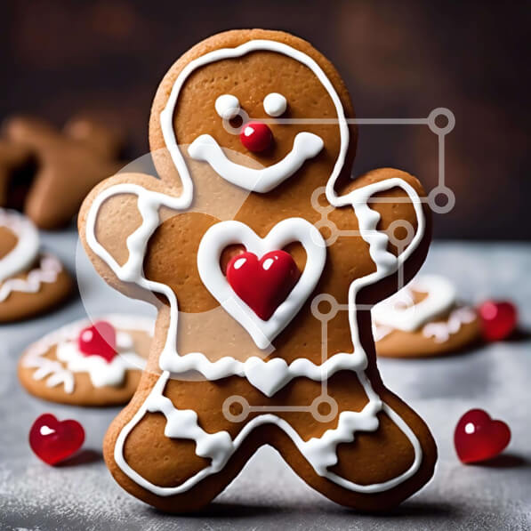 Intra Συλλεκτικό Ξύλινο Παζλ Plywood  4mm - Μπισκότο Gingerbread Man με Κόκκινο και Λευκό Πάγωμα Σε Ξύλινο Κουτί - Διαστάσεις: 10x10 cm – 25 κομμάτια