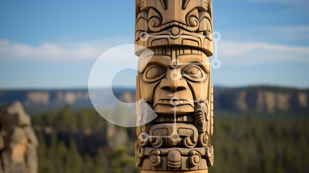 Intra Συλλεκτικό Ξύλινο Παζλ Plywood  4mm - Μπαστούνι τοτέμ με σκαλιστό πρόσωπο Σε Ξύλινο Κουτί - Διαστάσεις Puzzle: 10x10 cm – 25 κομμάτια