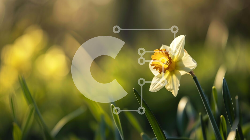 Intra Συλλεκτικό Ξύλινο Παζλ Plywood  4mm - Μονό κίτρινο λουλούδι ασφόδελου σε καταπράσινο γρασίδι Σε Ξύλινο Κουτί - Διαστάσεις: 10x10 cm – 25 κομμάτια