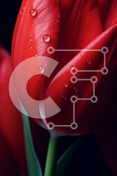 Σετ των 2 Intra Συλλεκτικό Ξύλινο Παζλ Plywood  4mm - Κόκκινο λουλούδι τουλίπας με σταγονίδια νερού - ελπίδα και αισιοδοξία Σε Ξύλινο Κουτί - Διαστάσεις: 10x10 cm – 25 κομμάτια