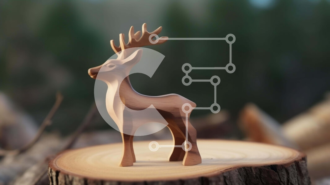 Intra Συλλεκτικό Ξύλινο Παζλ Plywood  4mm - Ξύλινα ελάφια παιχνιδιών στο κούτσουρο δέντρου στο δάσος Σε Ξύλινο Κουτί - Διαστάσεις: 10x10 cm – 25 κομμάτια