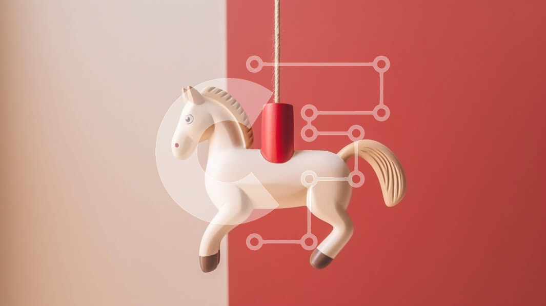 Intra Συλλεκτικό Ξύλινο Παζλ Plywood  4mm - Λευκό παιχνίδι άλογο που κρέμεται από την οροφή σε εσωτερική διακόσμηση Σε Ξύλινο Κουτί - Διαστάσεις Puzzle: 10x10 cm – 25 κομμάτια