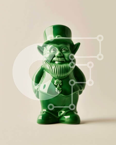 Intra Συλλεκτικό Ξύλινο Παζλ Plywood  4mm - Πράσινο Κεραμικό Ιρλανδικό Gnome ειδώλιο με νομίσματα Σε Ξύλινο Κουτί - Διαστάσεις: 10x10 cm – 25 κομμάτια