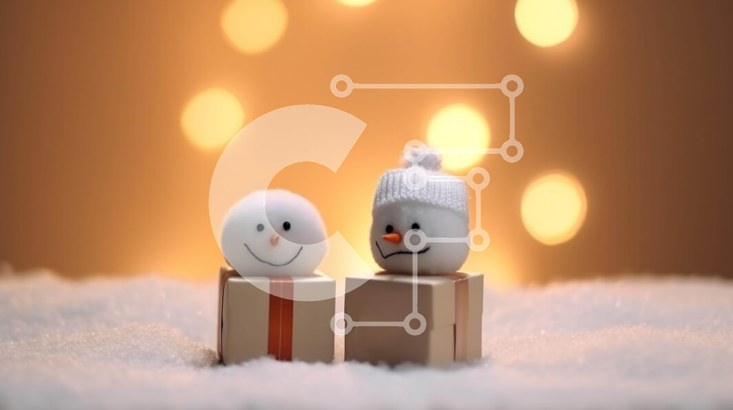 Intra Συλλεκτικό Ξύλινο Παζλ Plywood  4mm - Δύο διακοσμήσεις χιονάνθρωπους με χριστουγεννιάτικα φώτα Σε Ξύλινο Κουτί - Διαστάσεις: 10x10 cm – 25 κομμάτια