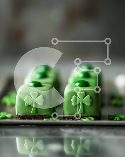 Intra Συλλεκτικό Ξύλινο Παζλ Plywood  4mm - Πράσινα τετράγωνα και δίσκος με φύλλα τριφυλλιού ημέρας του Αγίου Πατρικίου Σε Ξύλινο Κουτί - Διαστάσεις: 10x10 cm – 25 κομμάτια