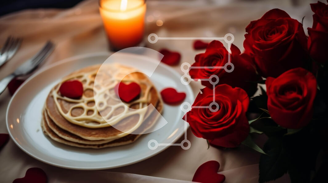 Σετ των 2 Intra Συλλεκτικό Ξύλινο Παζλ Plywood  4mm - Πιάτο τηγανίτες με τριαντάφυλλα και κερί Σε Ξύλινο Κουτί - Διαστάσεις: 10x10 cm – 25 κομμάτια