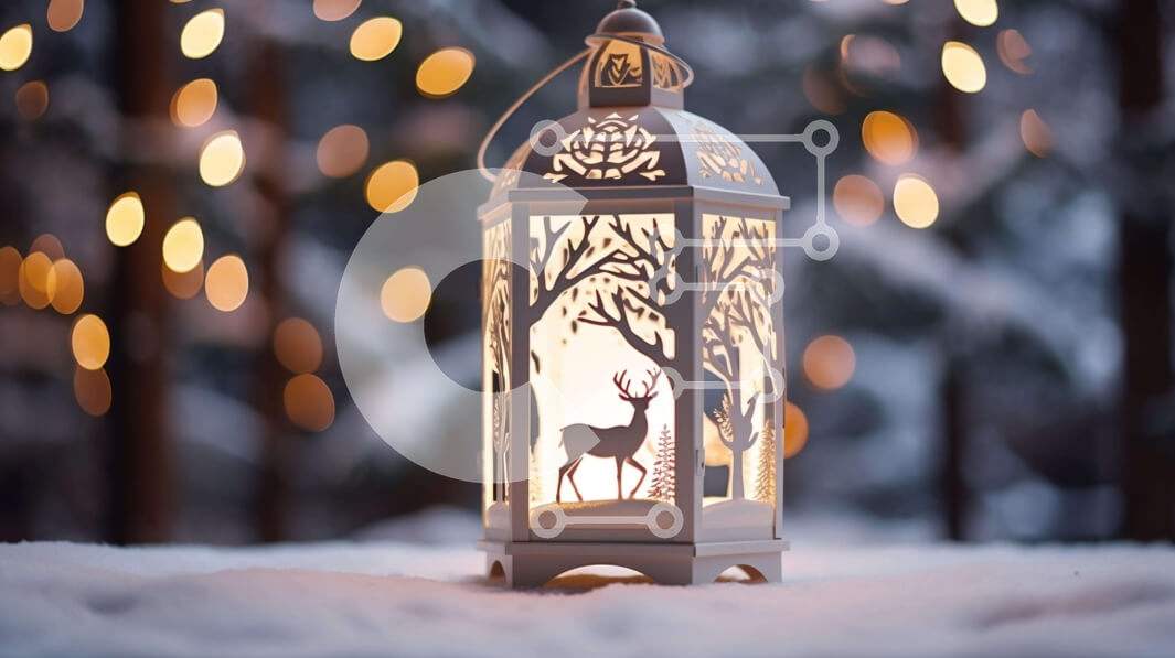 Intra Συλλεκτικό Ξύλινο Παζλ Plywood  4mm - Χιονισμένη σκηνή με φωτισμένο φανάρι Σε Ξύλινο Κουτί - Διαστάσεις: 10x10 cm – 25 κομμάτια