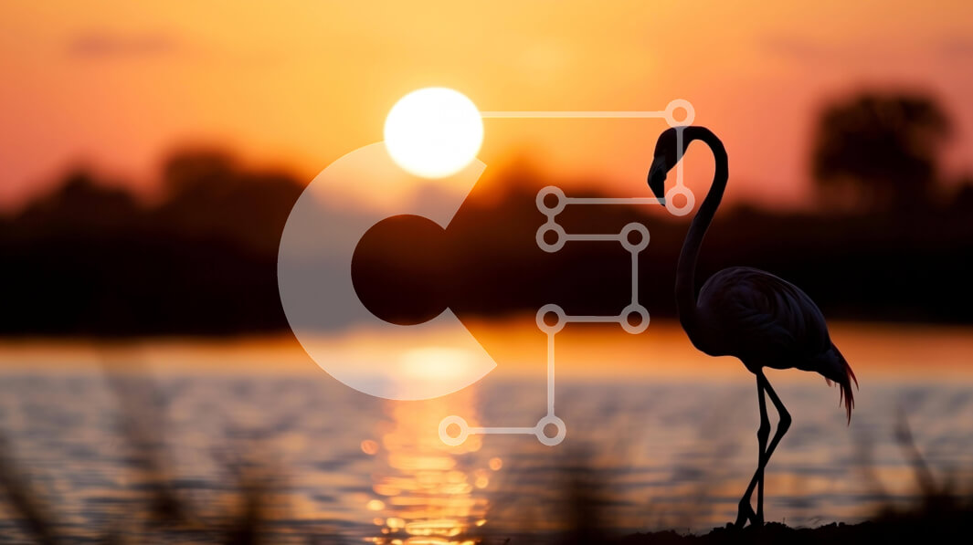 Intra Συλλεκτικό Ξύλινο Παζλ Plywood  4mm - Φλαμίνγκο που στέκεται στην ακτή στο ηλιοβασίλεμα Σε Ξύλινο Κουτί - Διαστάσεις: 10x10 cm – 25 κομμάτια