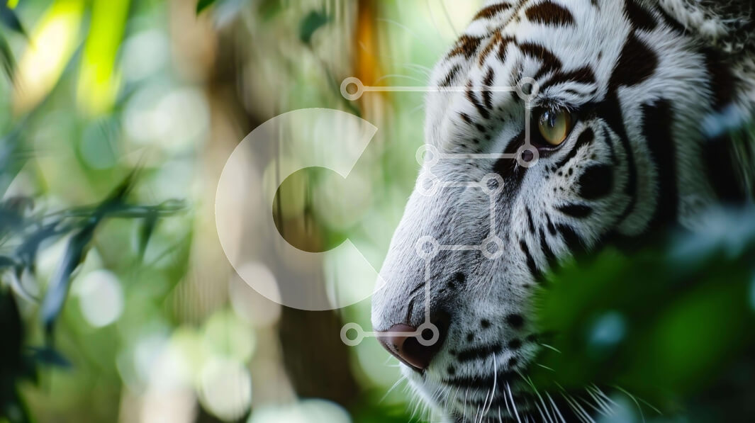 Σετ των 2 Intra Συλλεκτικό Ξύλινο Παζλ Plywood  4mm - Λευκή τίγρη στο δάσος με κρυμμένο πρόσωπο Σε Ξύλινο Κουτί - Διαστάσεις: 10x10 cm – 25 κομμάτια