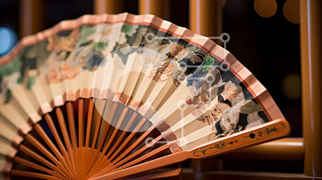 Intra Συλλεκτικό Ξύλινο Παζλ Plywood  4mm - Ασιατικής έμπνευσης θαυμαστής ενάντια σε έναν ξύλινο φράχτη Σε Ξύλινο Κουτί - Διαστάσεις Puzzle: 10x10 cm – 25 κομμάτια