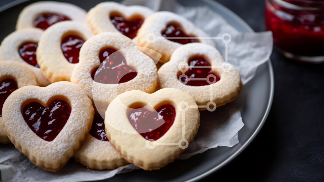 Σετ των 2 Intra Συλλεκτικό Ξύλινο Παζλ Plywood  4mm - Μπισκότα σε σχήμα καρδιάς με μαρμελάδα βατόμουρο Σε Ξύλινο Κουτί - Διαστάσεις: 10x10 cm – 25 κομμάτια