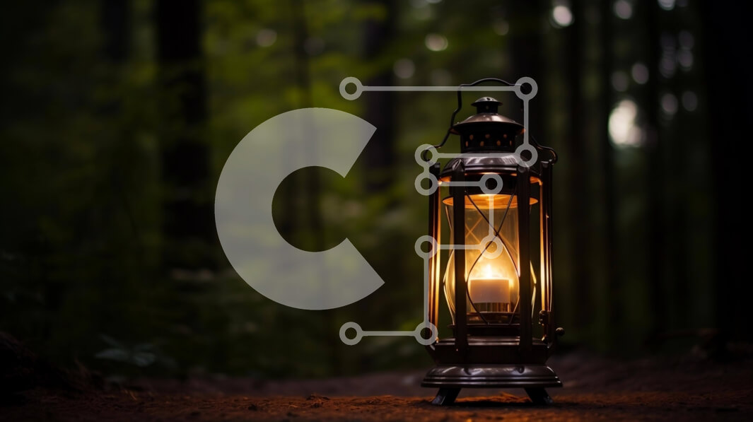 Intra Συλλεκτικό Ξύλινο Παζλ Plywood  4mm - Παλιομοδίτικο φανάρι σε ένα σκοτεινό δάσος Σε Ξύλινο Κουτί - Διαστάσεις: 10x10 cm – 25 κομμάτια