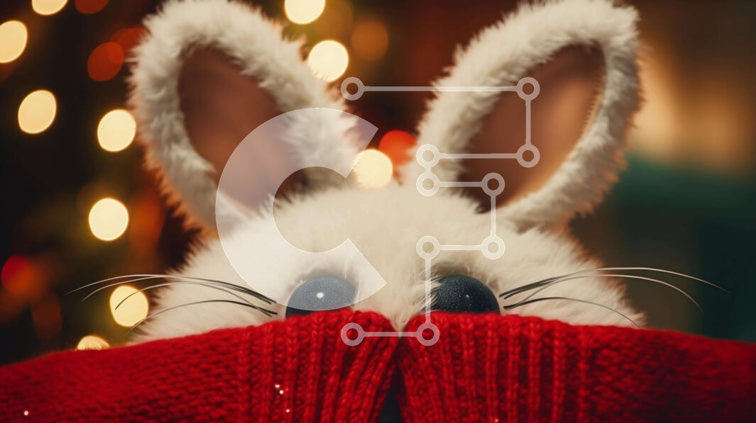 Σετ των 2 Intra Συλλεκτικό Ξύλινο Παζλ Plywood  4mm - Χαριτωμένο κουνέλι λαγουδάκι με εορταστικό πουλόβερ Σε Ξύλινο Κουτί - Διαστάσεις: 10x10 cm – 25 κομμάτια