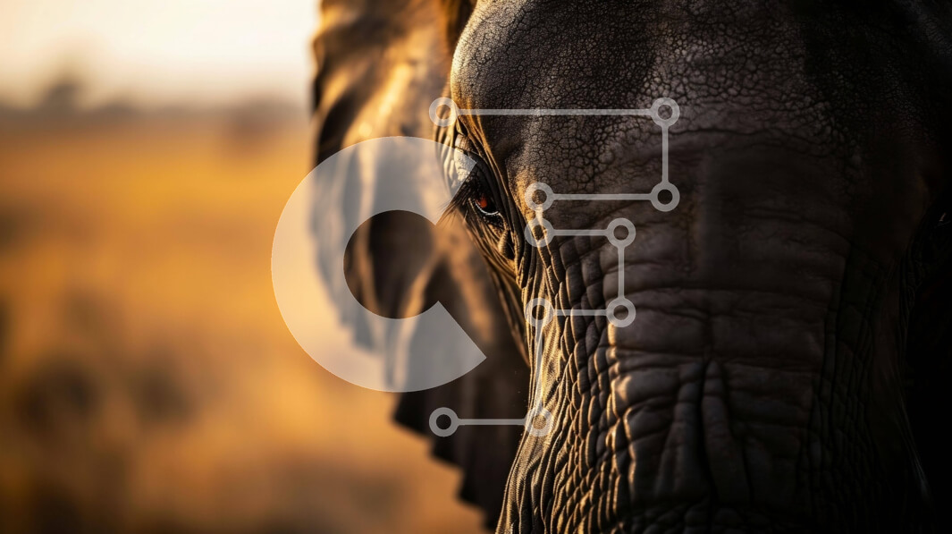 Σετ των 2 Intra Συλλεκτικό Ξύλινο Παζλ Plywood  4mm - Κοντινό πλάνο του προσώπου ενός ελέφαντα Σε Ξύλινο Κουτί - Διαστάσεις: 10x10 cm – 25 κομμάτια