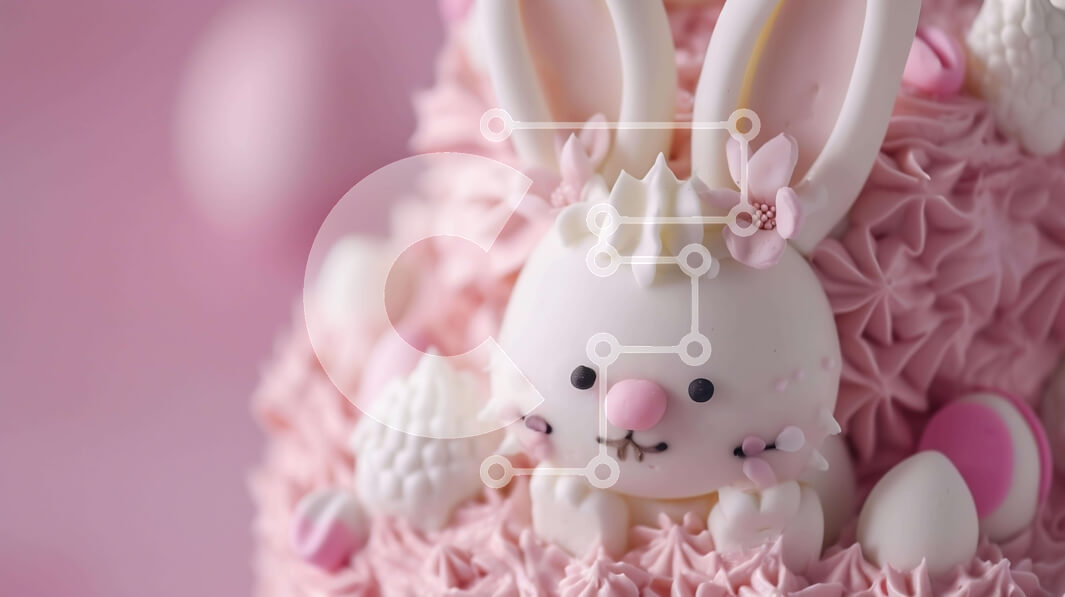 Intra Συλλεκτικό Ξύλινο Παζλ Plywood  4mm - Πασχαλινό κέικ λαγουδάκι με ροζ και λευκά διακοσμητικά Σε Ξύλινο Κουτί - Διαστάσεις: 10x10 cm – 25 κομμάτια