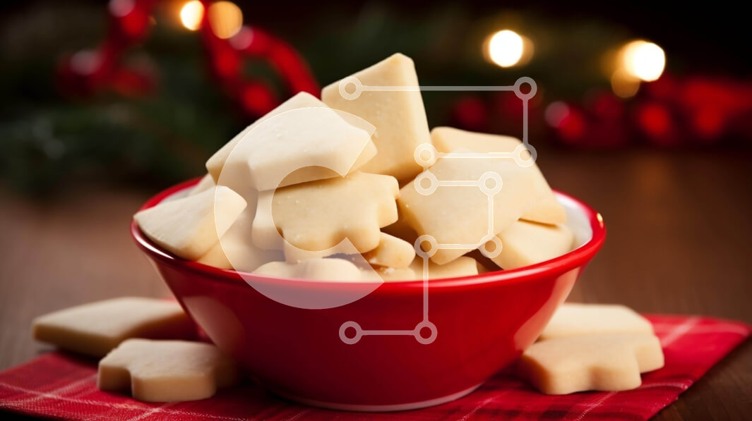 Σετ των 2 Intra Συλλεκτικό Ξύλινο Παζλ Plywood  4mm - Κόκκινο μπολ με λευκά μπισκότα σε πορτοκαλί χαρτοπετσέτα Σε Ξύλινο Κουτί - Διαστάσεις: 10x10 cm – 25 κομμάτια