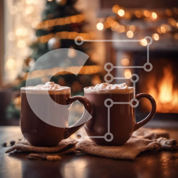 Intra Συλλεκτικό Ξύλινο Παζλ Plywood  4mm - Ζεστή σοκολάτα και φλιτζάνια καφέ με σαντιγί από το χριστουγεννιάτικο δέντρο Σε Ξύλινο Κουτί - Διαστάσεις: 10x10 cm – 25 κομμάτια