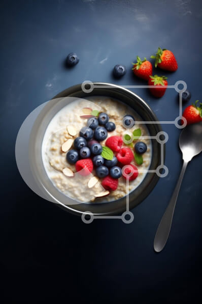 Σετ των 2 Intra Συλλεκτικό Ξύλινο Παζλ Plywood  4mm - Μπολ με πλιγούρι βρώμης με φρέσκα μούρα και κουτάλι Σε Ξύλινο Κουτί - Διαστάσεις: 10x10 cm – 25 κομμάτια