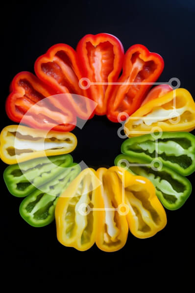 Σετ των 2 Intra Συλλεκτικό Ξύλινο Παζλ Plywood  4mm - Πολύχρωμες κομμένες πιπεριές σε κυκλική διάταξη Σε Ξύλινο Κουτί - Διαστάσεις: 10x10 cm – 25 κομμάτια