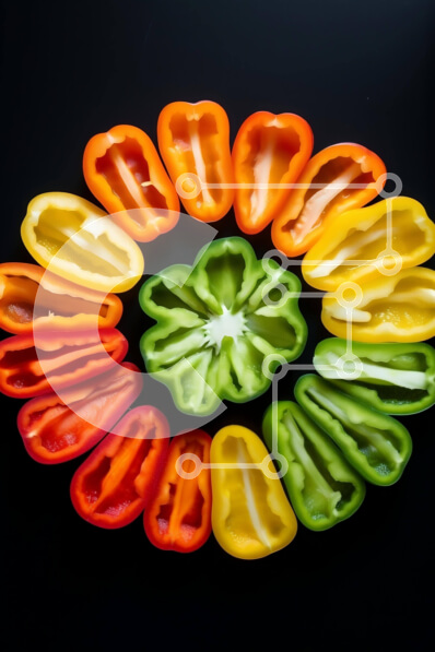 Σετ των 2 Intra Συλλεκτικό Ξύλινο Παζλ Plywood  4mm - Κυκλική διάταξη από πολύχρωμες πιπεριές και φρέσκα λαχανικά Σε Ξύλινο Κουτί - Διαστάσεις: 10x10 cm – 25 κομμάτια