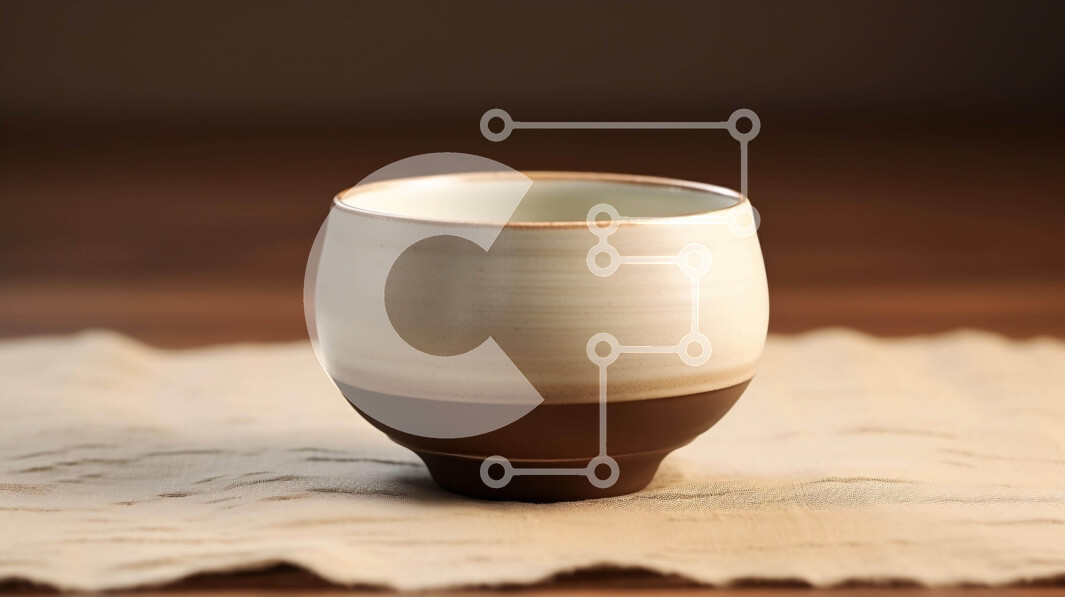 Intra Συλλεκτικό Ξύλινο Παζλ Plywood  4mm - Καφέ και λευκό κύπελλο σε ένα ημιτελές ύφασμα Σε Ξύλινο Κουτί - Διαστάσεις: 10x10 cm – 25 κομμάτια