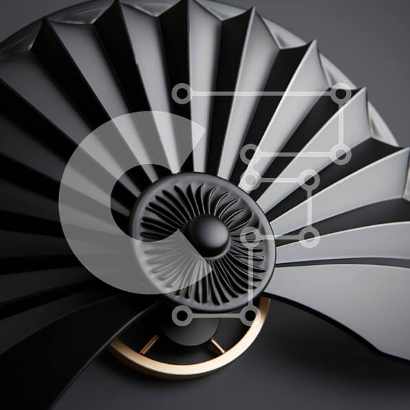 Intra Συλλεκτικό Ξύλινο Παζλ Plywood  4mm - Μαύρο και χρυσό ανεμιστήρα με περίπλοκο σχέδιο Σε Ξύλινο Κουτί - Διαστάσεις Puzzle: 10x10 cm – 25 κομμάτια